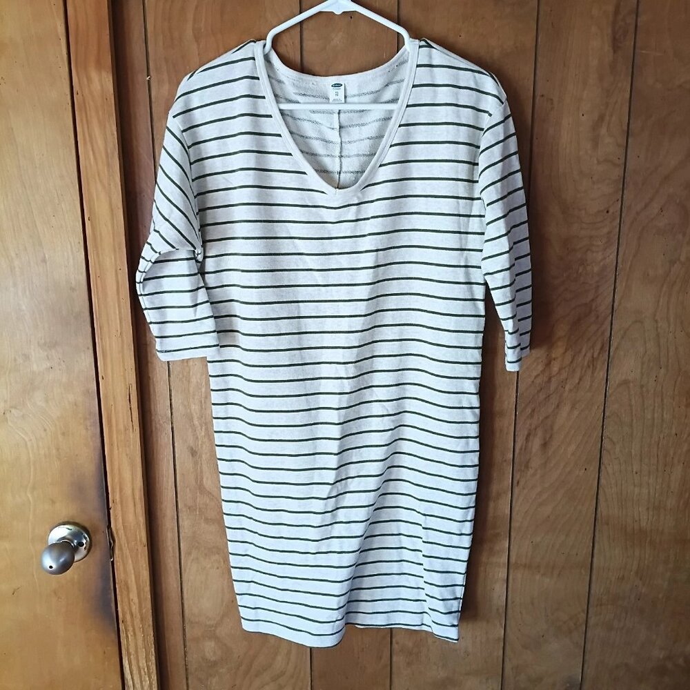 Old Navy Striped T-Shirt Dress XS Black White Casual Cotton Blend Short Sleeve